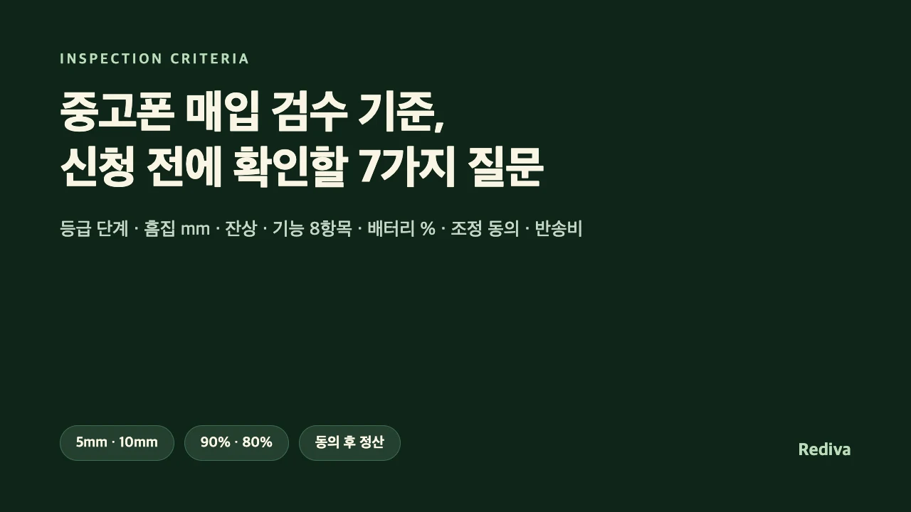 중고폰 매입 업체 검수 기준, 무엇이 다른가 — 신청 전에 확인할 7가지 질문 대표 이미지